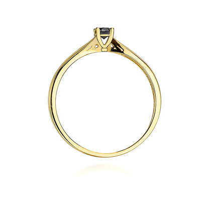 Złoty pierścionek czarnym diamentem 0,12 ct