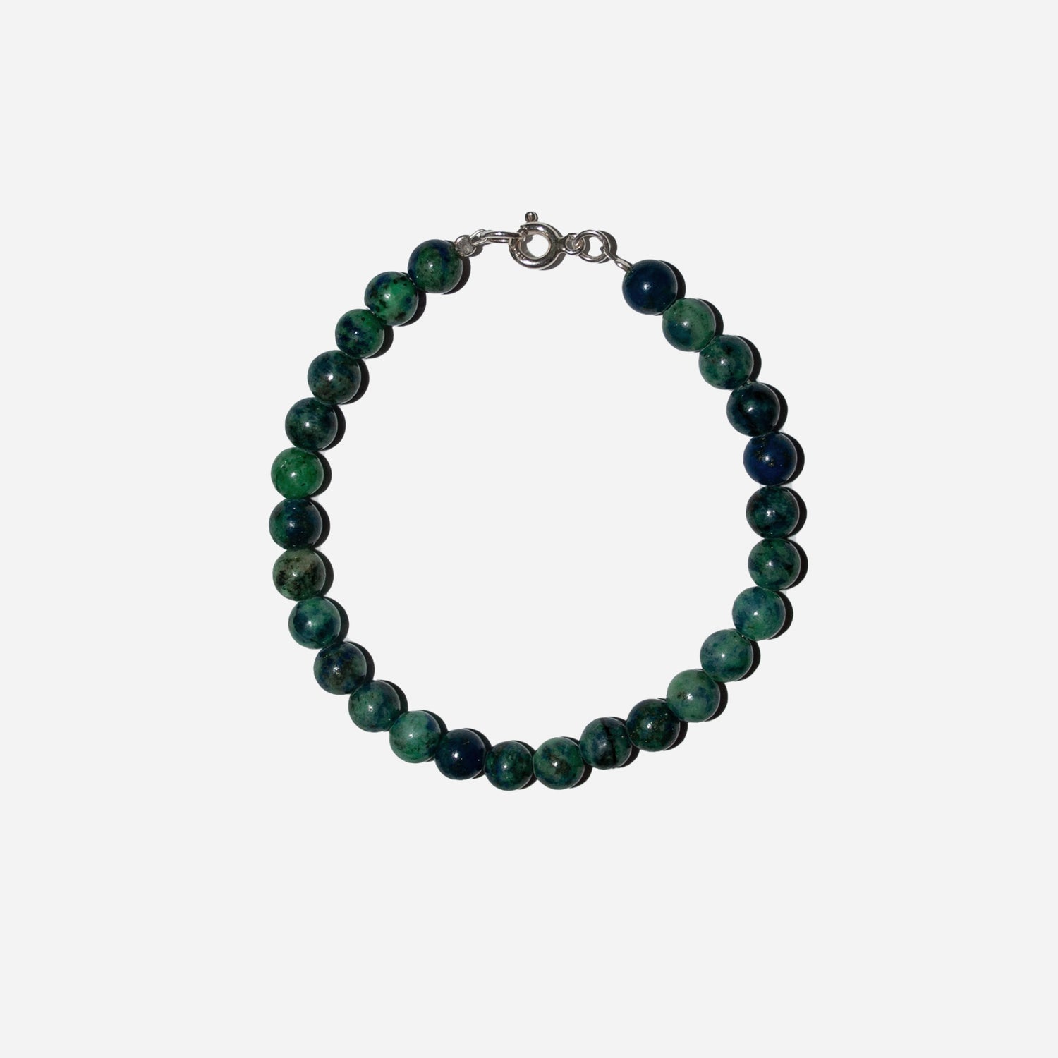 bransoletka z kamieni azuryt ze srebrnymi zapięciami